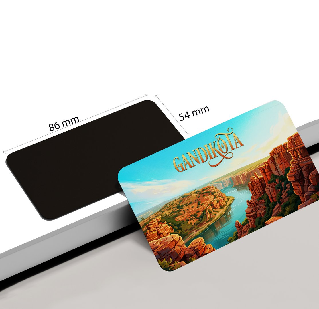 dhcrafts Andhra Pradesh Gandikota Design Rectangular Fridge Magnet Pack of 1 (8.6cm x 5.4cm)